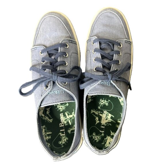 LL Bean Women's Blue Gray Canvas "Campside" Oxford Lace-Up Shoe, Size 9 - Picture 6 of 7